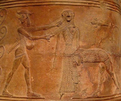 archaicwonder:Perseus & MedusaA Pithos (large storage container) from the ancient site of Thebes