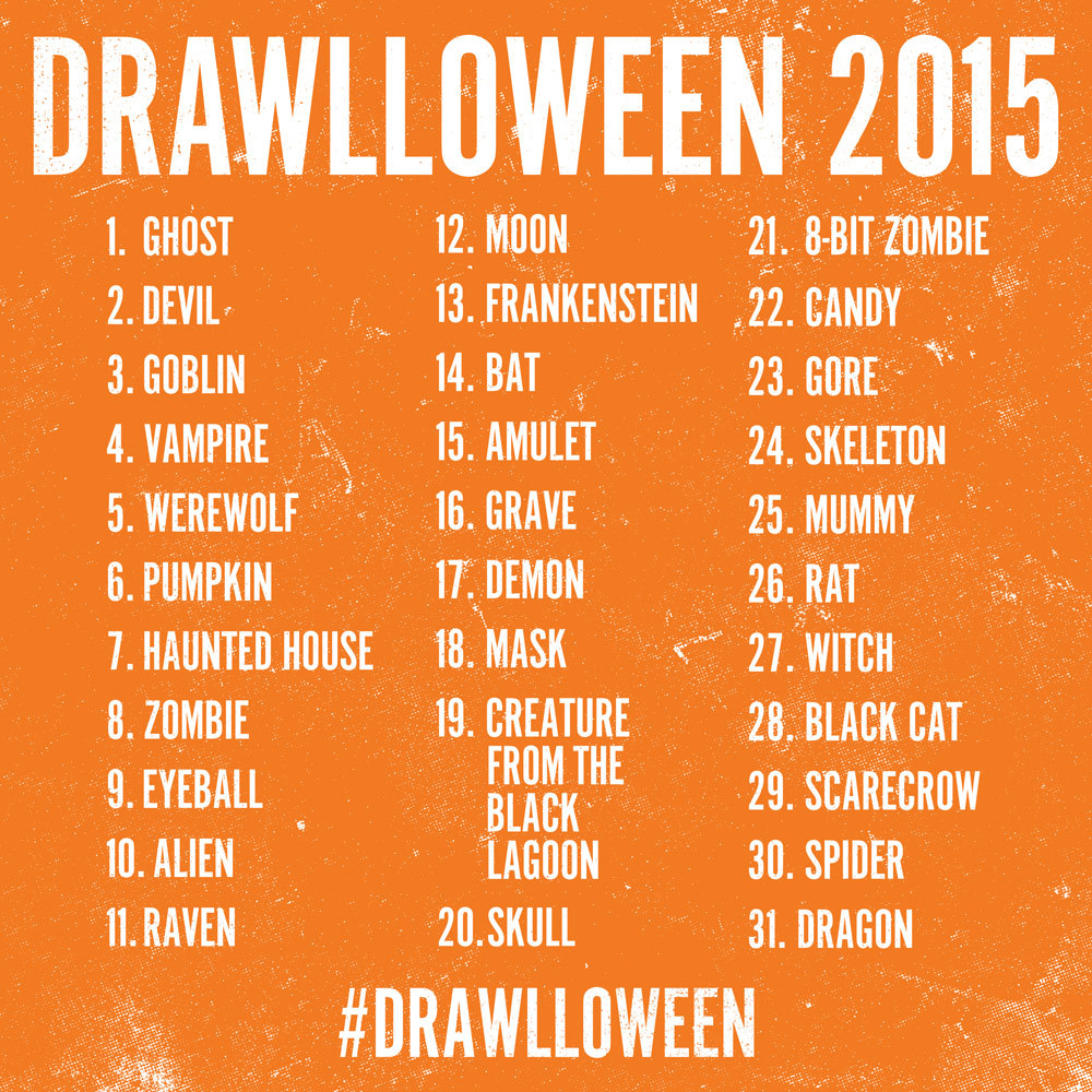 iamkevinluong:  Drawlloween is back! Here are the mixed up topics based on the original