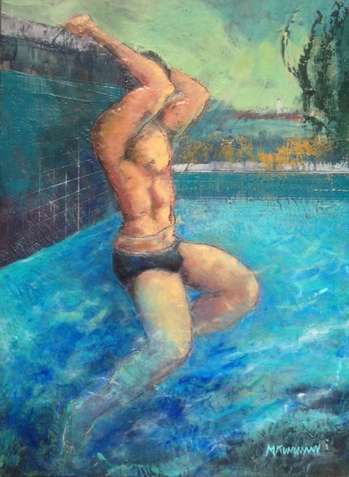 marc-kundmann-studio:  Dominic30 x 22encaustic, oil stick on birchA commissioned work. My client asked me to create something based on a series of photos taken of him. He was very proud of his achievements professional and personal. And his exceptional