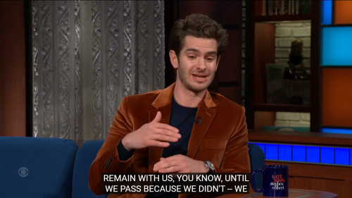 snailmailthings: GRIEF IS LOVEAndrew Garfield, Interview with Stephen Colbert / Hanif Abdurraqib, In