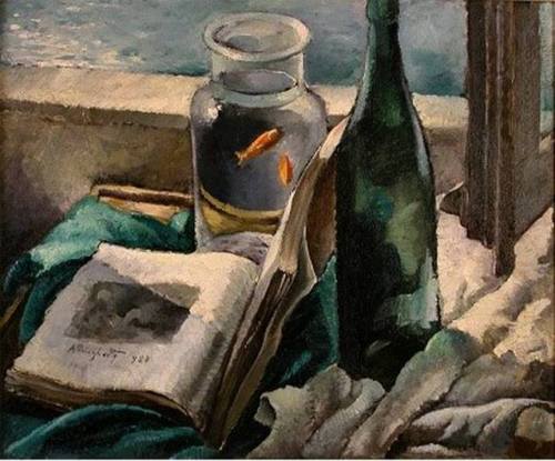 Still Life with fishes   -    Amighetto Amighetti, 1925-29Italian, 1902-1930Oil on canvas