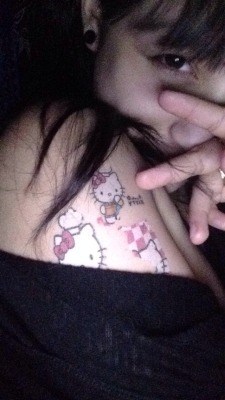 moosesandmaples:  I had 7 1/2 hello kitty tattoos down my arm three days ago and I think it is very important to indulge