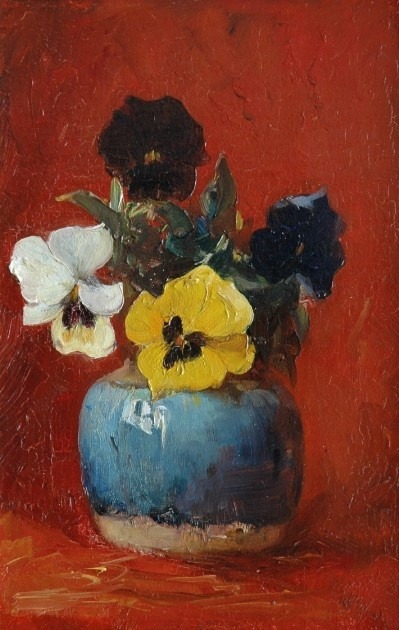 huariqueje: Pansies in a Vase. Hobbe Smith , Dutch (1862-1942) Impressionism Oil