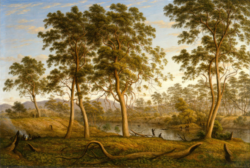 Natives on the Ouse River, Van Diemen’s Land, John Glover, 1838