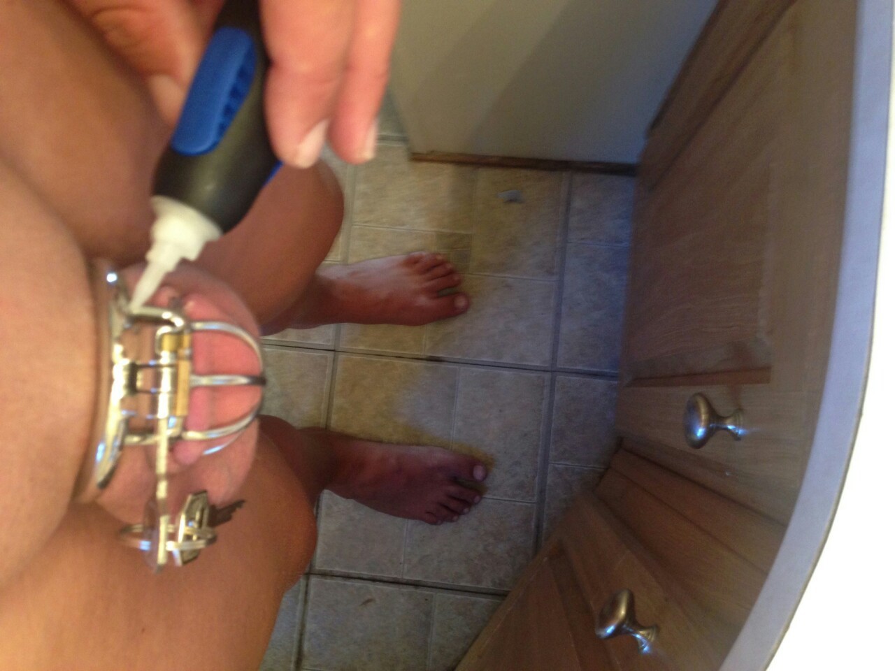 sirdj:  @lockedspeedoboy was a bad boy.  He slipped out of his holy trainer a couple
