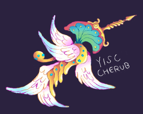 A Yisc Cherub, a gentle sort of fella who drifts through the Planes, adorned in golden Ceremonial Ar