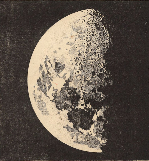 nemfrog:Moon, first quarter.  Carte astronomique de l'Univers. 1878. Map vignette.