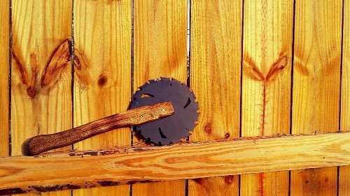 Sawblade tomahawk I made for my youtube channel!