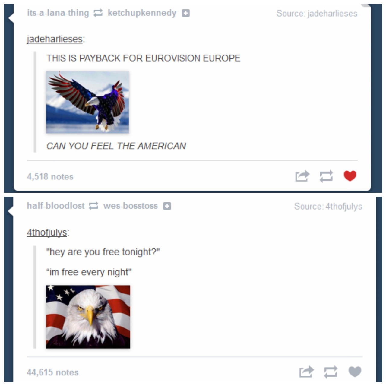 girlyshippings: unicornmunch:  dauntlessoldier:  4th of July posts  the last one