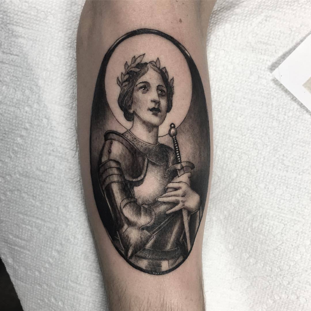 Gerald Feliciano Tattoo on Tumblr: Joan of Arc tattoo @leatherneckstattoo  @eastsideink #geraldfelicianotattoo #tattoo #tattoos #nyctattoos  #Eastsideink...