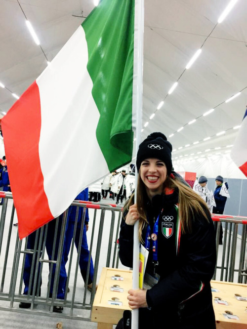 ohtheseskaters:Carolina Kostner being Italian flag-bearer at the opening ceremony in Turin’200