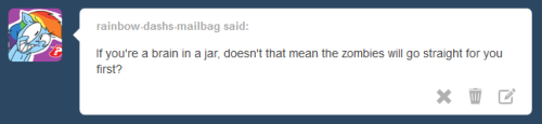 brainy-twilight:  Twilight: Er… You may want to run though. Unless your head is zombie proof?  oo;;