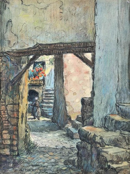 mstislav-dobuzhinsky: Riga, Mstislav DobuzhinskyMedium: watercolor,paper