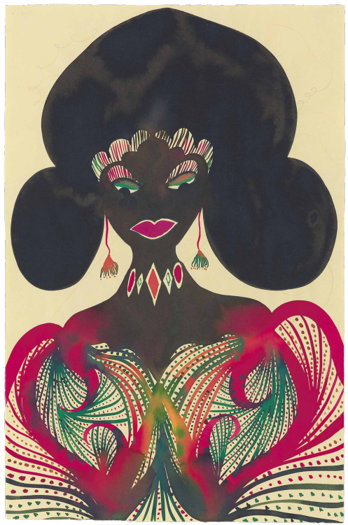 ochyming: Chris Ofili  British, b. 1968 Untitled (Afromuse), 2007 Watercolour and ink on paper 