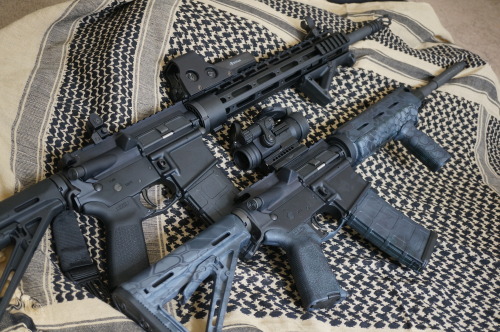 tombstone-actual:  tombstone-actual:  tacticalteenager:  bayarealibertarian:  henrylgunblr:  bayarealibertarian:  My new AR and my brother’s.  I just drooled.  Haha thanks bro  RRRRAAAARRRRGGGHHHH. That sight kills me. Haha  those irons are on backwards