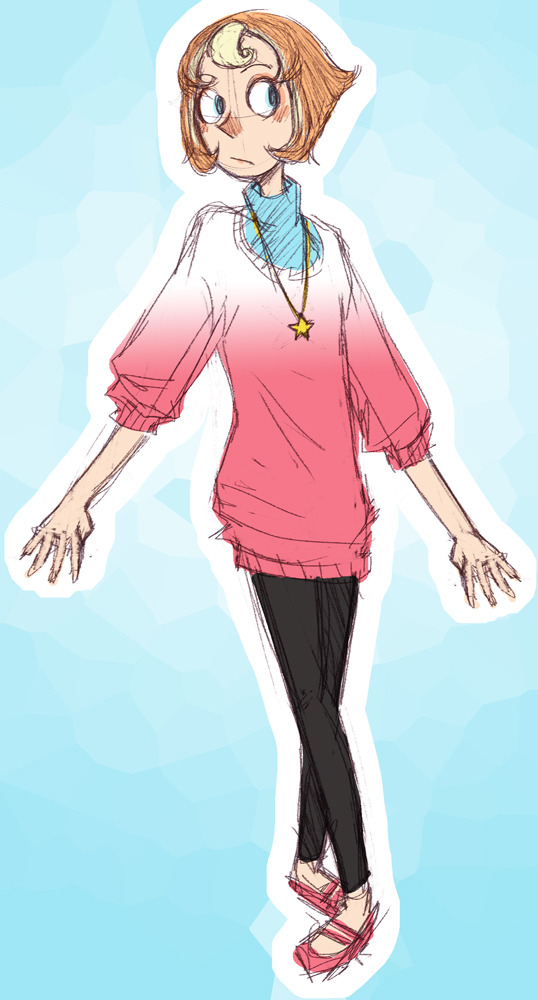 adachimerica:  my human hs!au pearl design, meant to go w/ junior’s peridot and
