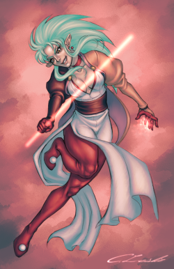 meiseki:I’m trying to churn out a couple of new prints for an upcoming local con, so I finished out an old WIP of my girl Ryoko from Tenchi Muyo. My preteen self positively adored her~ &lt;3 Still do. More art and details on the event as they emerge!