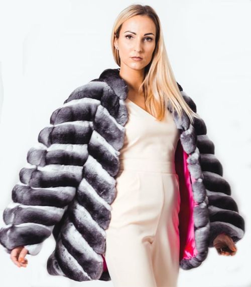 Obsessed as much as we are?! Luxurious genuine chinchilla fur coat with gorgeous radiant cyclamen co