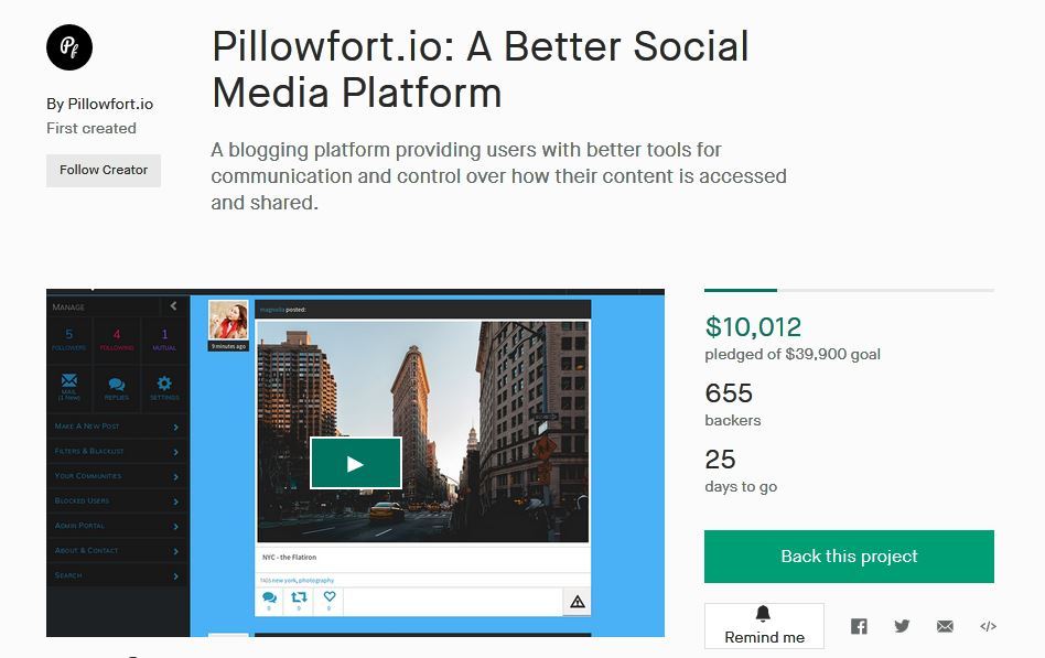 pillowfort-io:Pillowfort.io’s Kickstarter is officially 25% funded! We had a great