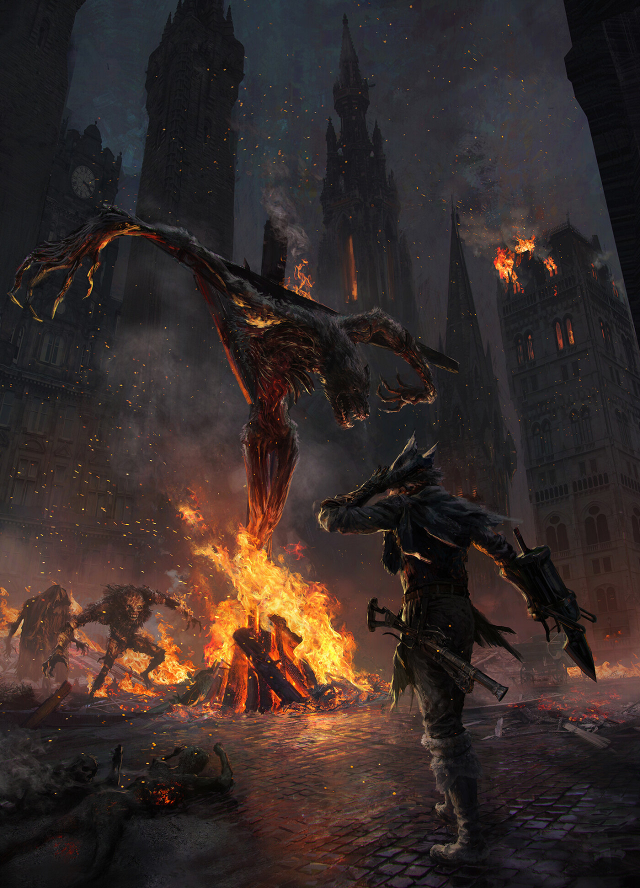 The Burning of Old Yharnam by Ryan Van Dongen

 Djura walking through the streets of Old Yharnam during the Powder Kegs' 