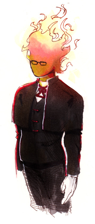 baobobtale:  Grillby: Grillby is a monster that is in charge of the funeral rituals of the underworld, which is the burning of the trees. Grillby’s tree is always burning, literally a burning tree. Hence why it is planted in an isolate area. He learned