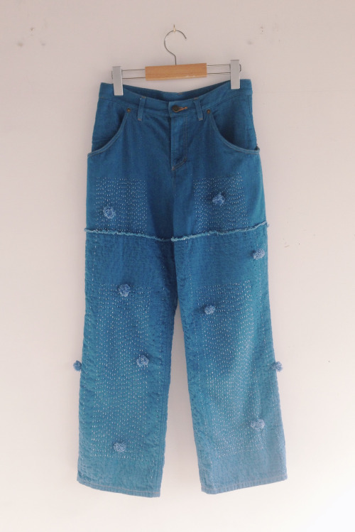 zazi 16ss “新しい気持ち”sashiko denim pants “bonbon”/blue