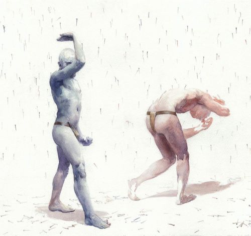 El cuerpo concentrado en sus potencias. ESTOICO: la lluvia / Watercolor on Fabriano 300 grms / 50 x 