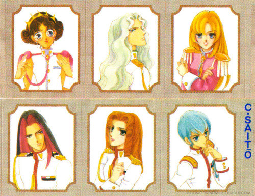 hotwaterandmilk:Variety seals featuring the cast of Shoujo Kakumei Utena as illustrated by series ma
