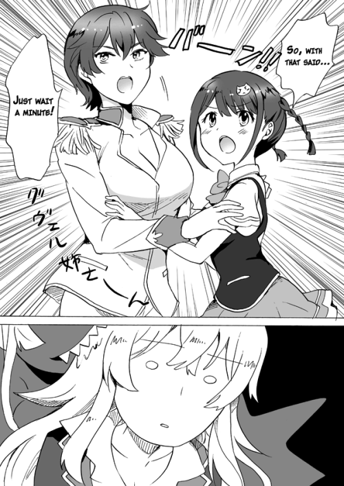 welcometotheyuriheaven: Valkyrie Drive mini-comics by Mira translated by Anonymous on /u/. And to turn the tables on that last thing, Lady Lady x Mirei threesome by @hisa_aho   