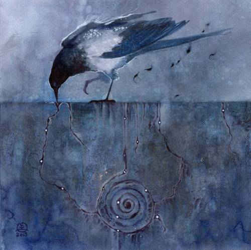 shadowscapes-stephlaw: “One for Sorrow” #magpie #nurseryrhyme #watercolor #painting #bir