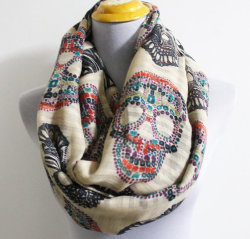 Somethingmore999:  Skull Scarfs  Skull Infinity Scarf - Multi Colors Black And White