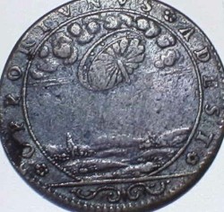 aztecatl-me:This strange coin (below) dates from 1680 France. The Latin words translate = “It’s here at an opportune time”. Is it a flying saucer? WHO KNOWS????