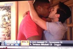 Lnthefade:  Michael Sam Celebrating Being Picked By The Rams. Live On Espn. *Wild