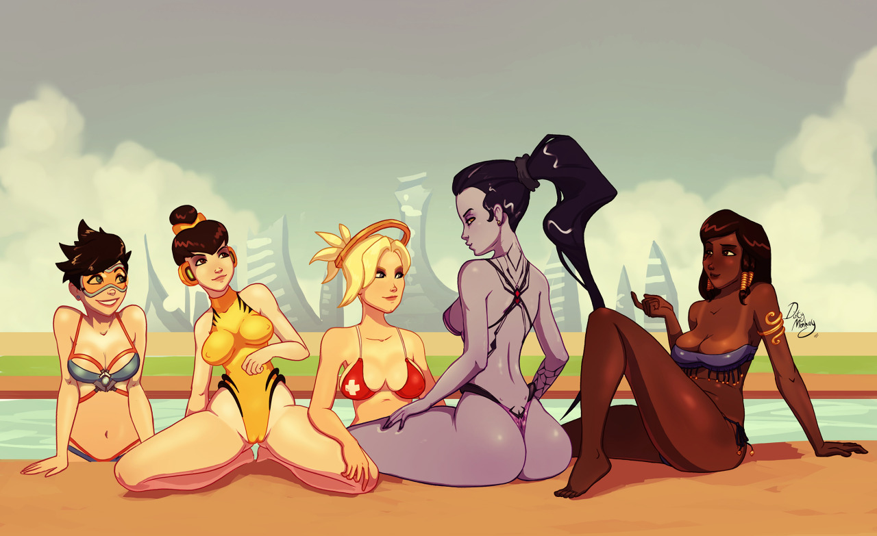thedirtymonkey2: Overwatch babess playing with a new toon shading coloring technique