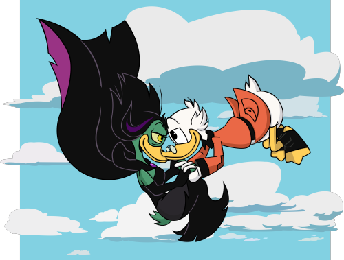 monkey-li: I redrew the Fendra scene from the Ducktales Final Credit roll into Dimeshipping ^^ The e