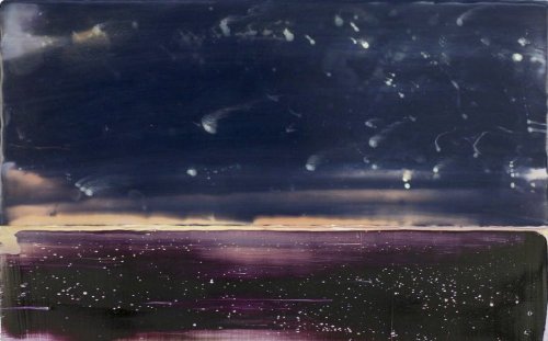 huariqueje: Night Sea   -      Anke Roder Dutch,b.1964- Encaustic and oil on wood,  25 x 40 cm