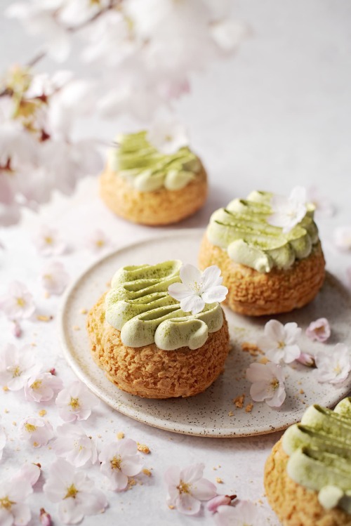 sweetoothgirl:  Matcha Cream Puffs (Choux