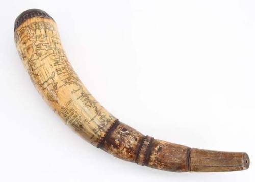 American gunpowder horn dated 1756.from Helios Auctions