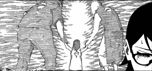 kimonomoon:  Sasuke in Protective Father mode demanding in anger where his is daughter went ^^ and then goes into Protective husband mode when Orochimaru insults his wife by basically putting it like his wife is weak. I loved Sasuke’s response back