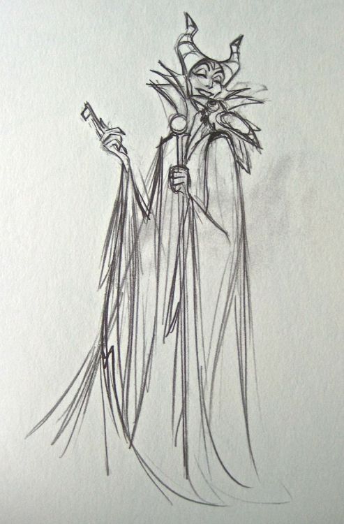 scurviesdisneyblog:Maleficent rough drawing by Milt Kahl