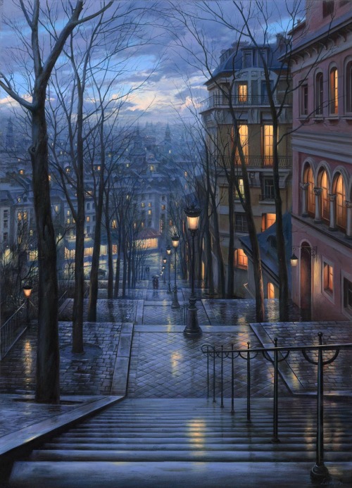 autumn-dreamin: tanya-antre: Eugene Lushpin Art / seasons / city ​​streets autumn-dreamin