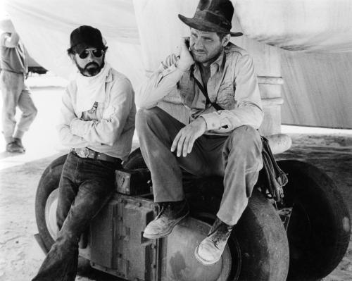 octopodiforme: George Lucas and Harrison Ford on the set of Raiders of the Lost Ark (1981).