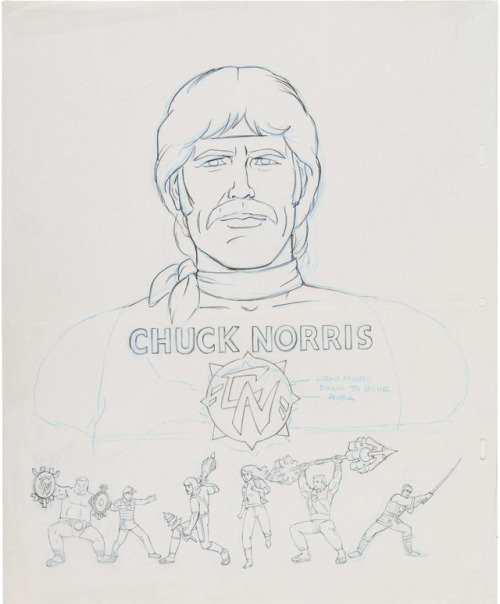 talesfromweirdland:Cover art sketch for the VHS release of Chuck Norris: Karate Kommandos (1986).The