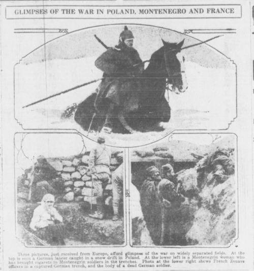 Bisbee Daily Review #OTD Feb 18 1915 published this picture of a German Lancer caught in a snow drif