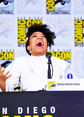 treksource:Sonequa Martin-Green attends the Star Trek: Discovery panel during Comic-Con Internationa