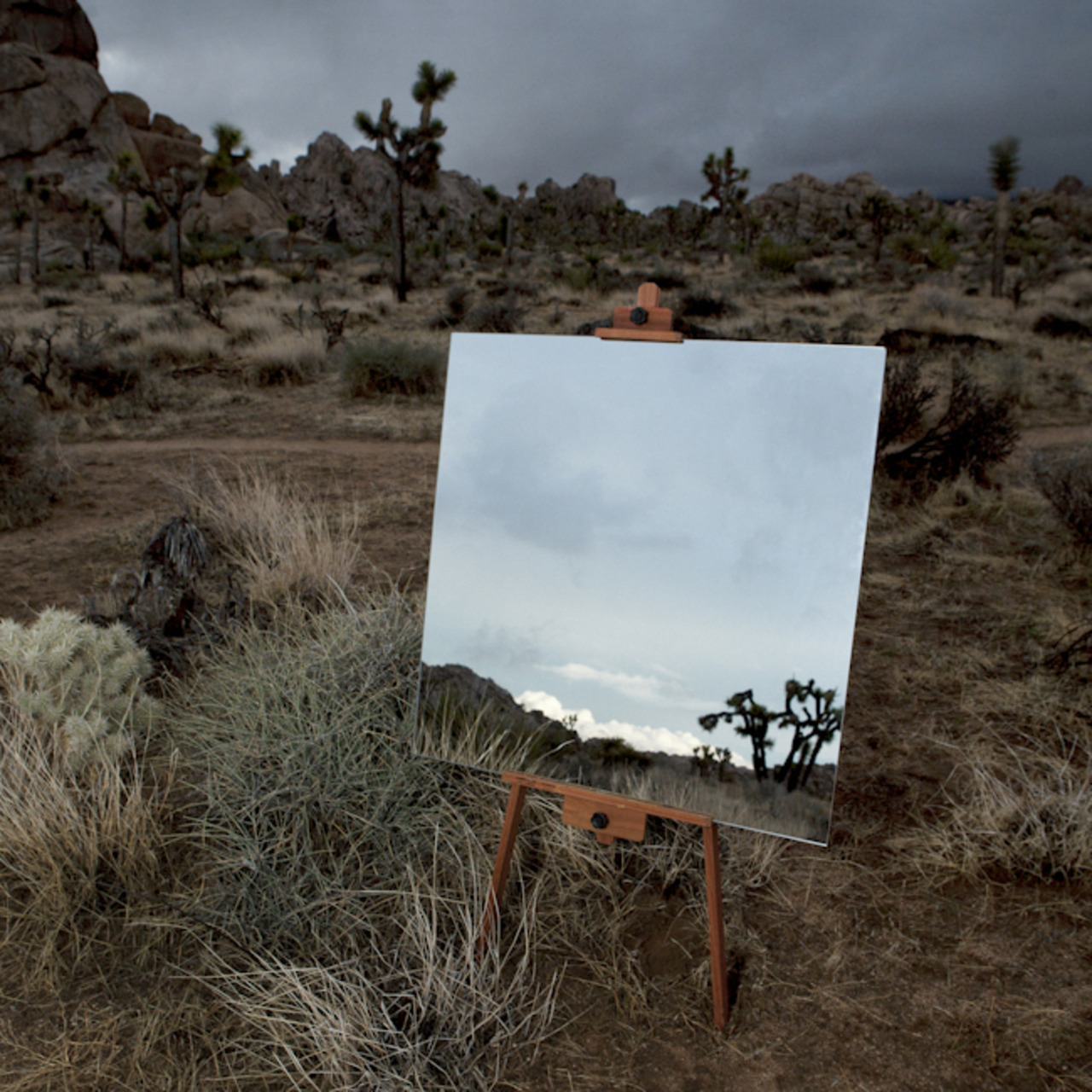 Photographs of Mirrors on Easels that Look Like Paintings in the Desert by Daniel