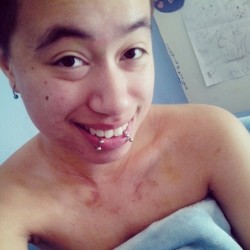 androgynykids:  Waiting for my baby to get off work and come home, so shirtless selfie? Haha #selfie #trans #transguy #queer #gay #blasionista #collarbones #smile #snakebites #bodymods #michigan #detroit #boyfriend #instalikes #teenager  look at this