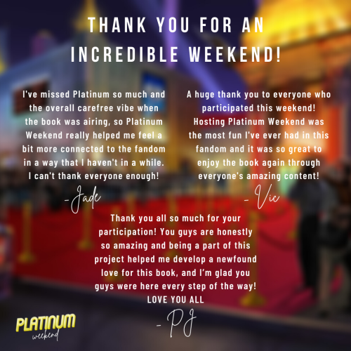 Thank you to everyone who participated in this event!  Platinum Weekend’s been an even bigger 