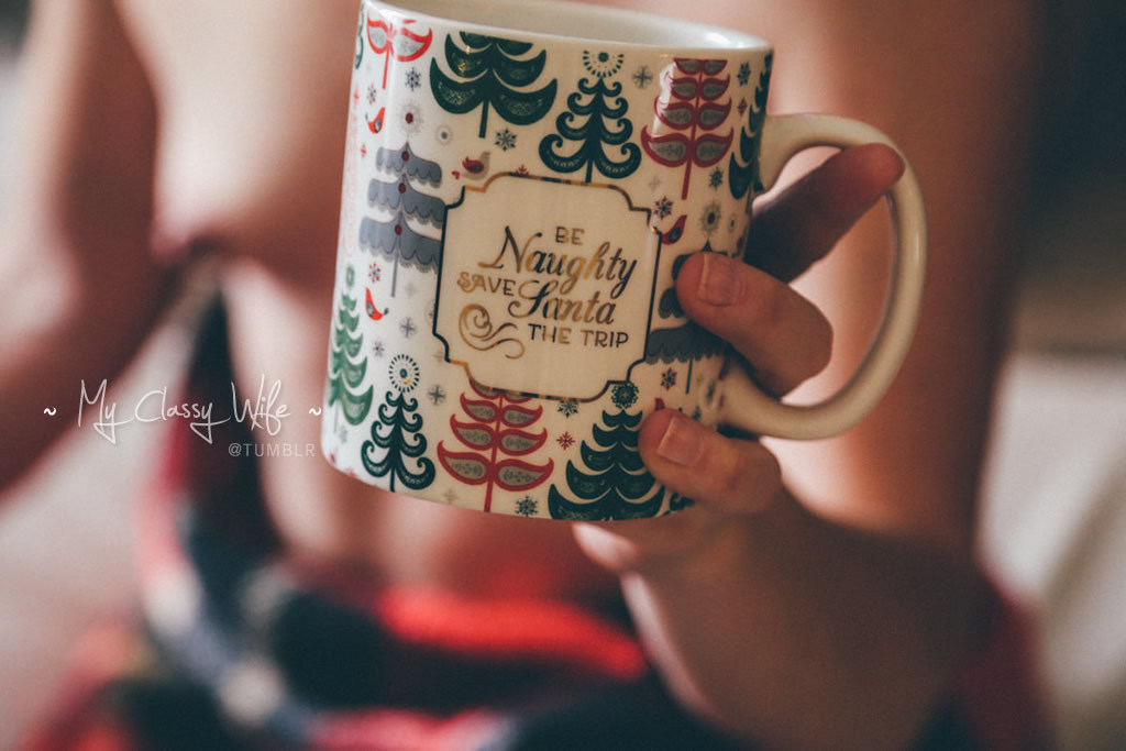 myclassywife:  Topless Tuesday can’t begin without coffee!!!