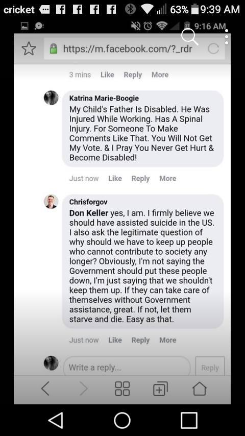 The guy running for Gov of Ok thinks any disabled person who can’t work should